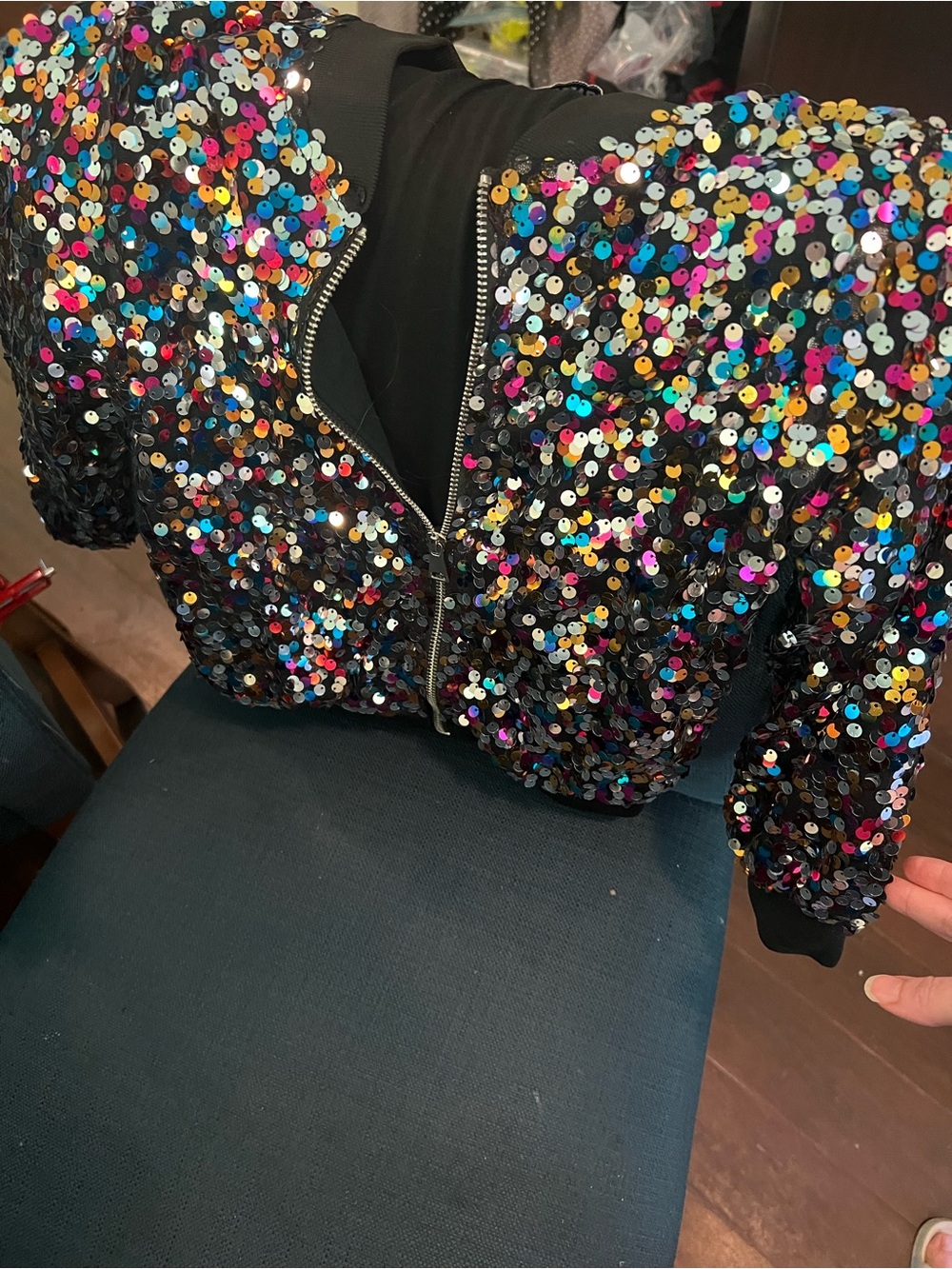 Girls 8 Sequin Jacket with Multicolor Sequins